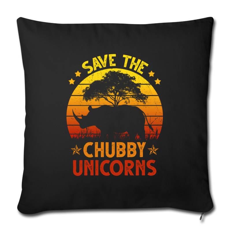 Save the chubby unicorns Throw Pillow Cover 17.5” x 17.5” - black