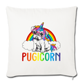 Pugicorn Pug Unicorn T shirt_Girls Kids Space Throw Pillow Cover 17.5” x 17.5” - natural white