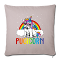 Pugicorn Pug Unicorn T shirt_Girls Kids Space Throw Pillow Cover 17.5” x 17.5” - light taupe