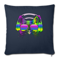Rainbow Music Cat Throw Pillow Cover 17.5” x 17.5” - navy