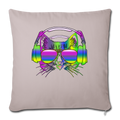 Rainbow Music Cat Throw Pillow Cover 17.5” x 17.5” - light taupe