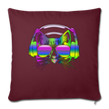 Rainbow Music Cat Throw Pillow Cover 17.5” x 17.5” - burgundy