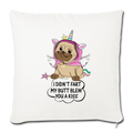 Pug Unicorn Throw Pillow Cover 17.5” x 17.5” - natural white