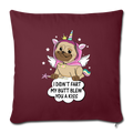 Pug Unicorn Throw Pillow Cover 17.5” x 17.5” - burgundy