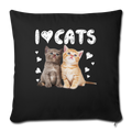 I LOVE CATS Throw Pillow Cover 17.5” x 17.5” - black