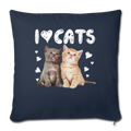 I LOVE CATS Throw Pillow Cover 17.5” x 17.5” - navy