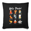 HAIRY PAWTER Throw Pillow Cover 17.5” x 17.5” - black