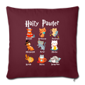 HAIRY PAWTER Throw Pillow Cover 17.5” x 17.5” - burgundy