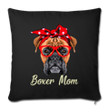 BOXER MOM Throw Pillow Cover 17.5” x 17.5” - black