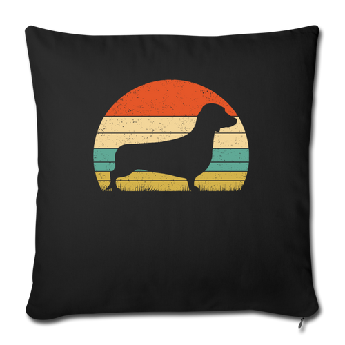 Doxie Dachshund Dog Throw Pillow Cover 17.5” x 17.5” - black