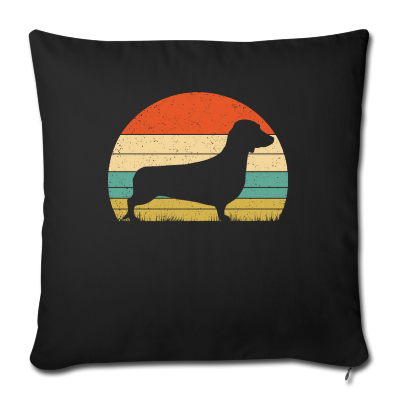 Doxie Dachshund Dog Throw Pillow Cover 17.5” x 17.5” - black