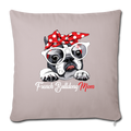 French Bulldog MomThrow Pillow Cover 17.5” x 17.5” - light taupe