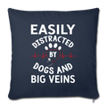 Distracted by dogs and big veins Throw Pillow Cover 17.5” x 17.5” - navy