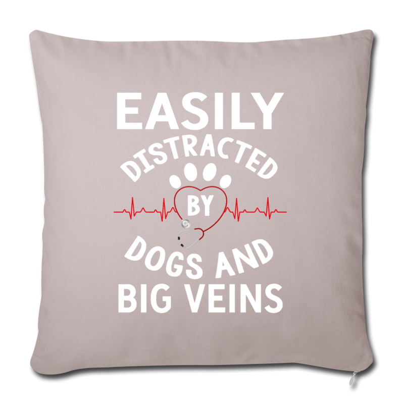 Distracted by dogs and big veins Throw Pillow Cover 17.5” x 17.5” - light taupe