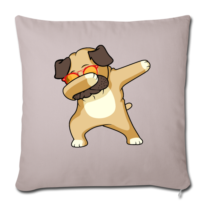 Dabbing Pug Throw Pillow Cover 17.5” x 17.5” - light taupe