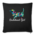 Dachshund Girl Throw Pillow Cover 17.5” x 17.5” - black