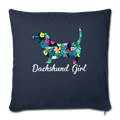 Dachshund Girl Throw Pillow Cover 17.5” x 17.5” - navy