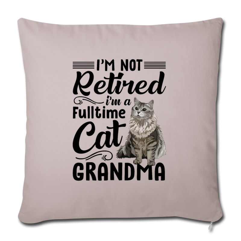 Cat grandma Throw Pillow Cover 17.5” x 17.5” - light taupe