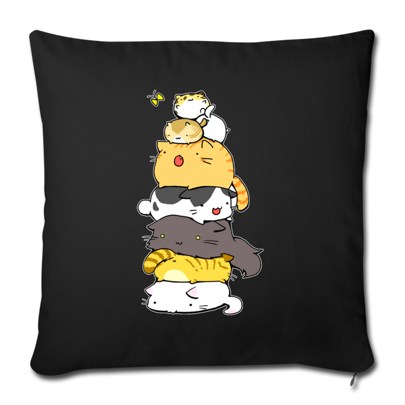 Cats Meowtain Throw Pillow Cover 17.5” x 17.5” - black