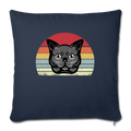 Cat Retro Style Throw Pillow Cover 17.5” x 17.5” - navy