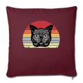 Cat Retro Style Throw Pillow Cover 17.5” x 17.5” - burgundy