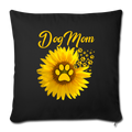 Amazing Dog Mom Sunflower Dog Paw Throw Pillow Cover 17.5” x 17.5” - black