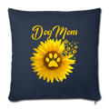Amazing Dog Mom Sunflower Dog Paw Throw Pillow Cover 17.5” x 17.5” - navy