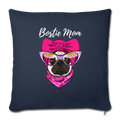 Bostie_Mom Boston Terrier Gift For Women Throw Pillow Cover 17.5” x 17.5” - navy
