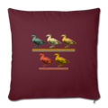 5 LITTLE DUCKLINGS Throw Pillow Cover 17.5” x 17.5” - burgundy
