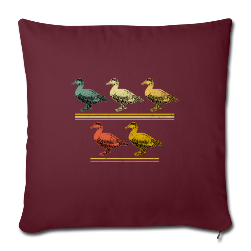 5 LITTLE DUCKLINGS Throw Pillow Cover 17.5” x 17.5” - burgundy