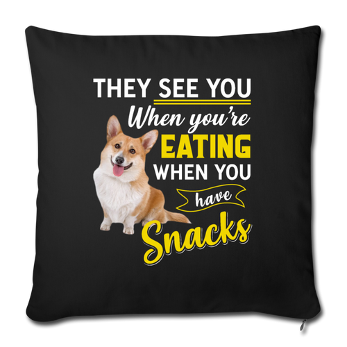 THEY SEE YOU WHEN YOUR'E EATING Throw Pillow Cover 17.5” x 17.5” - black