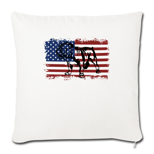 Vintage English Bulldog American USA Flag Throw Pillow Cover 17.5” x 17.5” - natural white