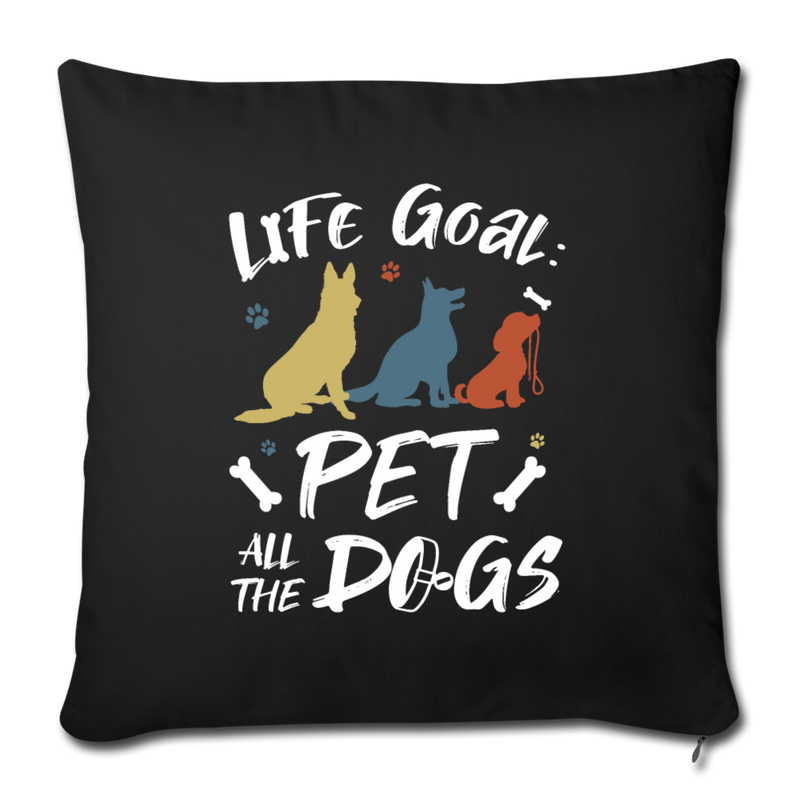 Pet all the dogs Throw Pillow Cover 17.5” x 17.5” - black