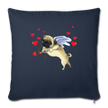 Pug cupid Throw Pillow Cover 17.5” x 17.5” - navy
