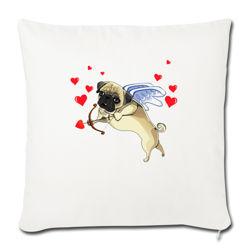 Pug cupid Throw Pillow Cover 17.5” x 17.5” - natural white