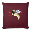 Pug cupid Throw Pillow Cover 17.5” x 17.5” - burgundy