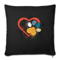 Retro love heart paw print foot Throw Pillow Cover 17.5” x 17.5” - black
