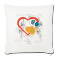 Retro love heart paw print foot Throw Pillow Cover 17.5” x 17.5” - natural white