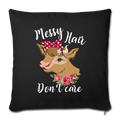 Messy hair dont care Throw Pillow Cover 17.5” x 17.5” - black