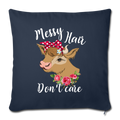 Messy hair dont care Throw Pillow Cover 17.5” x 17.5” - navy