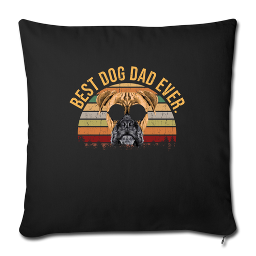 Mens Vintage Best Dog Dad Ever Boxer Dog Throw Pillow Cover 17.5” x 17.5” - black