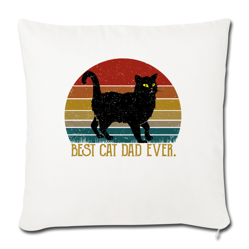 Best Cat Dad Ever Vintage Black Cat Throw Pillow Cover 17.5” x 17.5” - natural white