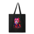 Hand Painted Pitbull Tote Bag - black