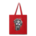 Hand Painted Shih_Tzu Tote Bag - red