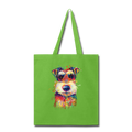 hand Painted Schnauzer Tote Bag - lime green