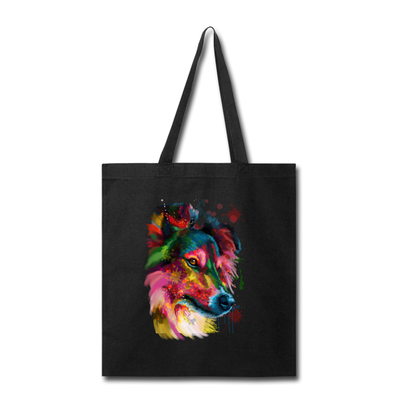 Hand painted sheltie Tote Bag - black