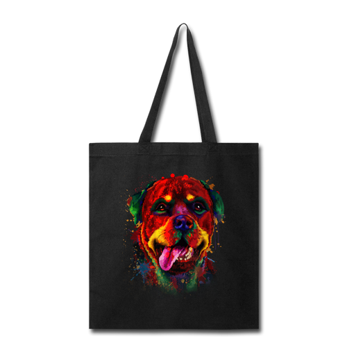 hand painted rottweiler Tote Bag - black