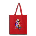 Hand painted Bull-Dog Tote Bag - red