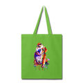 Hand painted Bull-Dog Tote Bag - lime green