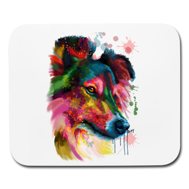 Hand Painted sheltie Mouse pad Horizontal - white